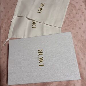 Authentic Dior White and Gold Empty Storage Box with (2)Dust Bags.